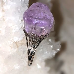 Buddha Amethyst Silver Ring